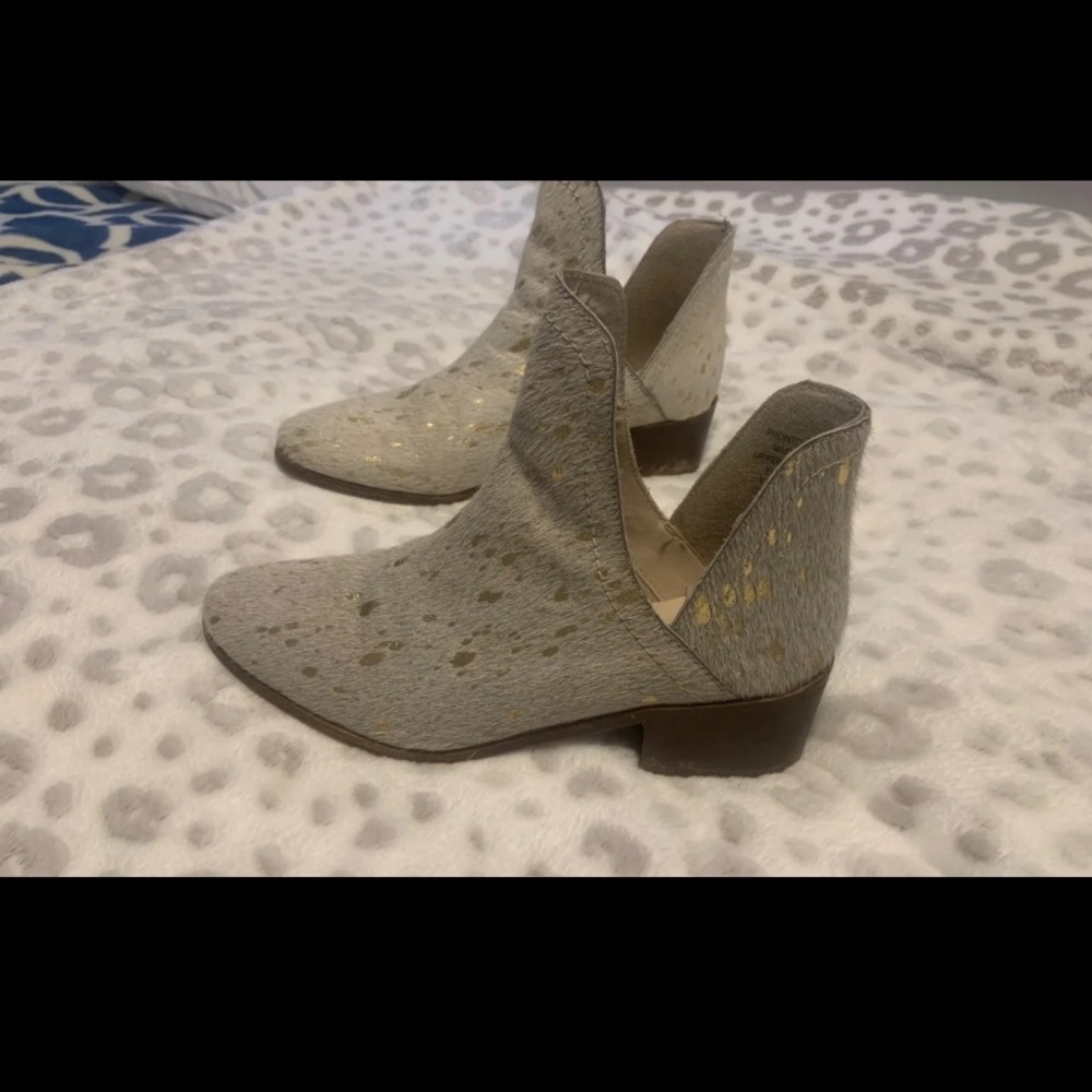 Matisse cow hide with gold booties